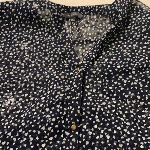 Navy blouse with white hearts and gold buttons - Picture 5 of 5